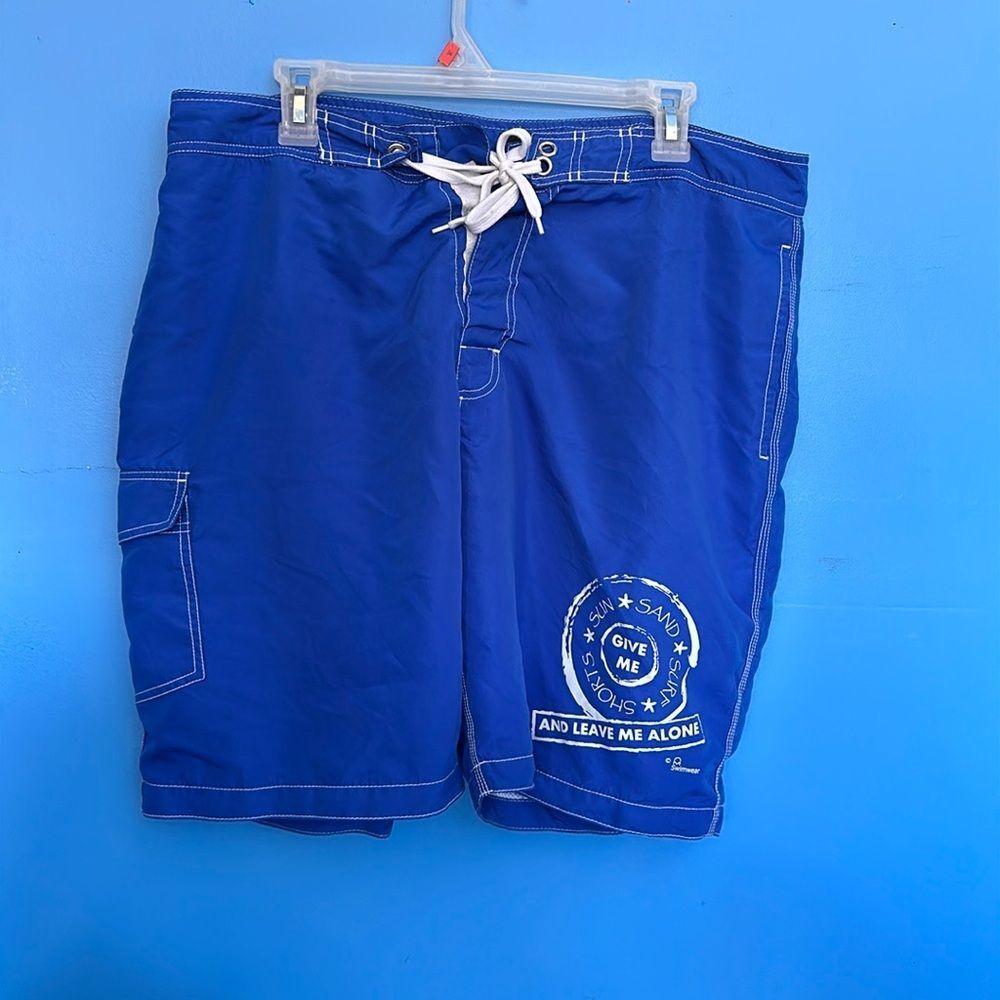 Noble Mount Men’s Swim Trunks XL Blue Board Shorts Lace Up Front